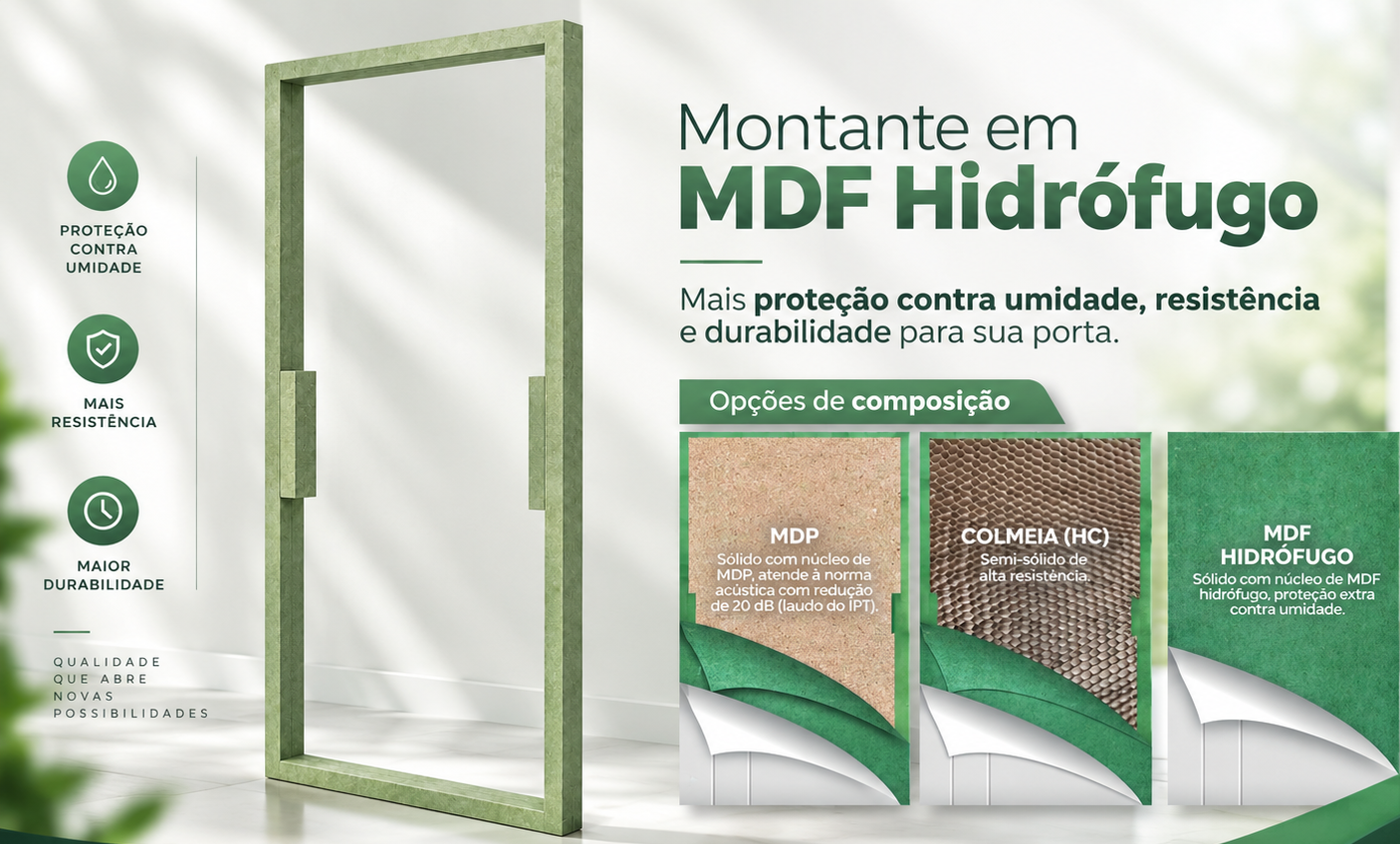 Montante em MDF Hidrófugo: proteção que começa na estrutura da porta